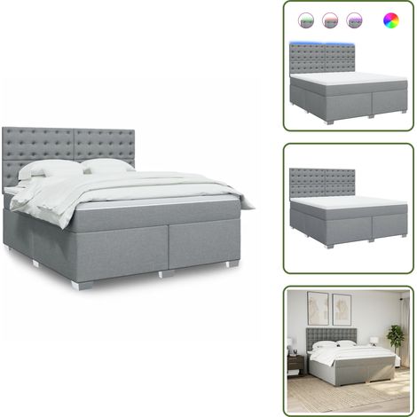 Sommier à lattes de lit avec matelas Gris clair 180x200cm Tissu - Sommier À Lattes De Lit - Sommiers À Lattes De Lit - Lit - Meuble De Chambre À Coucher (1/5)