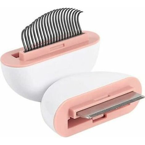 Accessori per animali domestici, Pettine per la rimozione del pelo antiruggine, Pettine per sciogliere i nodi, Adatto a gatti e cani (Rosa) (1/5)