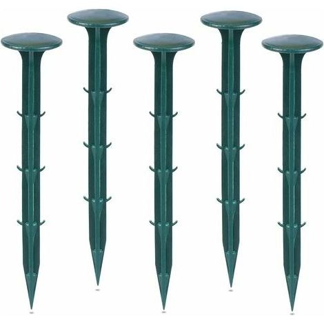 Plastic Garden Fixing Stakes, Garden Stakes for Fixing Weed Cloths UV Protection (100 Pieces, Green) WHWY (1/5)