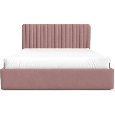 JEANNE - Lit coffre tissu velours 140x200cm - Rose (1/5)