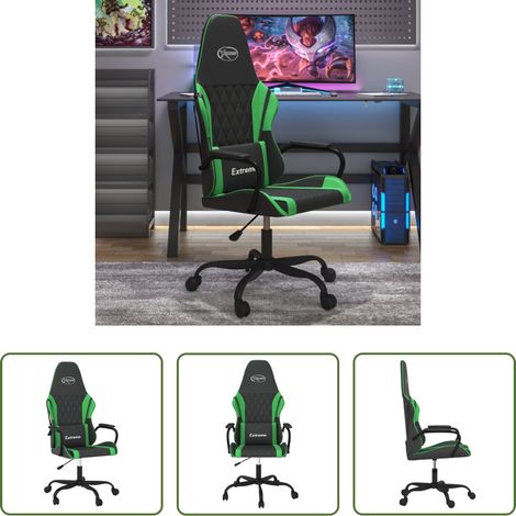 vidaXL Chaise de jeu réglable - Chaise de jeu Noir et vert Similicuir (1/5)