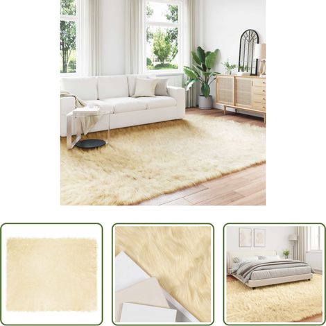 vidaXL Wohnzimmer Teppich -  Kunstschaffell Teppich Tafalla Creme 200 x 280 cm Polyester