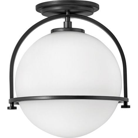Plafoniera Somerset Quintiesse sfera vetro opale nera 28cm (1/4)