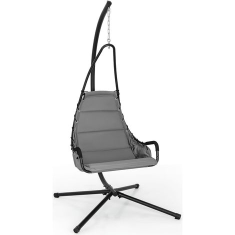 Hanging Swing Chair W/ Heavy-Duty Metal Stand Hammock W/Extra Large Padded Seat
