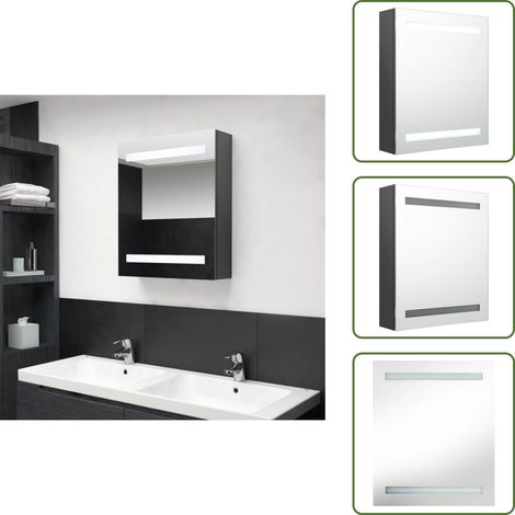 LED-Bad-Spiegelschrank Grau 50x14x60 cm - LED-Spiegelschrank - Badezimmermöbel - Kosmetikspiegel - Wandregal - Aufbewahrungsschrank (1/5)