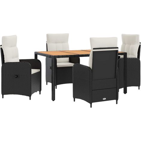 Maison Exclusive - Set da pranzo per esterni 5 pz Nero e Bianco Crema (1/5)