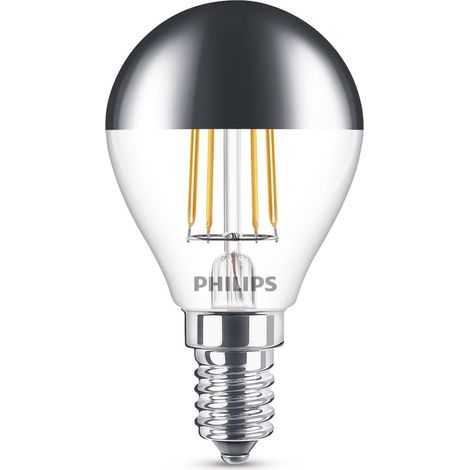 ampoule LED Sphérique E14 35W Blanc Chaud Calotte Argentée, Verre (1/3)