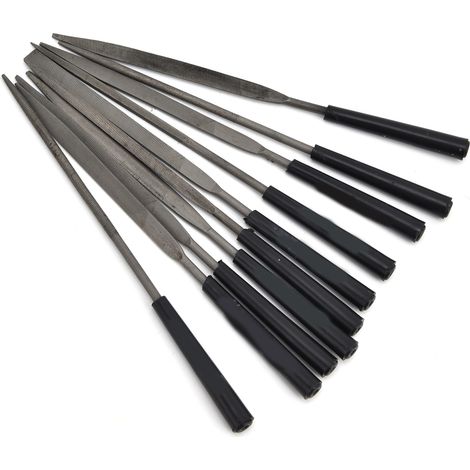 Nadelfeilen-Set Mini-Schmuckfeilen aus Kohlenstoffstahl, einseitig, zum Glätten von Metallmodulen, 3 x 140 mm (1/5)