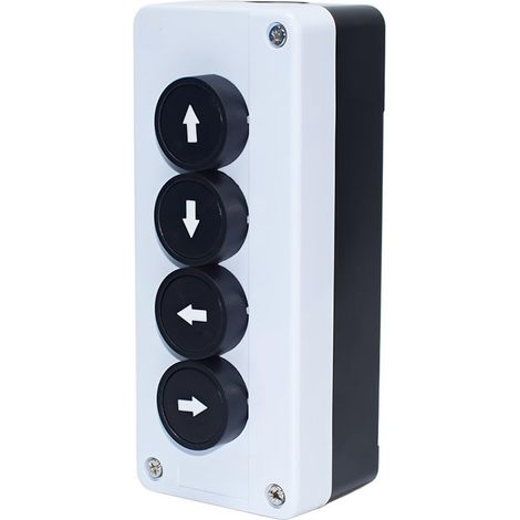 Caja de interruptores XAL-04 de 4 orificios con pulsador impermeable IP40 para operación de subida y bajada, cableado con terminales de tornillo (puntos plateados). (1/5)