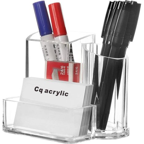 Support Stylo - Acrylique Transparent - 2 Compartiments Haute Capacité - Bureau Bureau Maison - 1 Pièce (1/5)