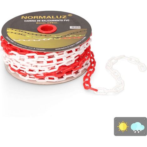 Cadena plastico blanca y roja, 25m (1/4)