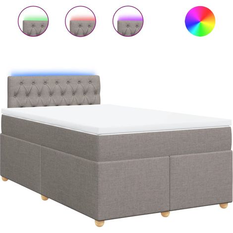 Lit double  Lit adulte  Sommier à lattes de lit avec matelas Taupe 120x200 cm Tissu