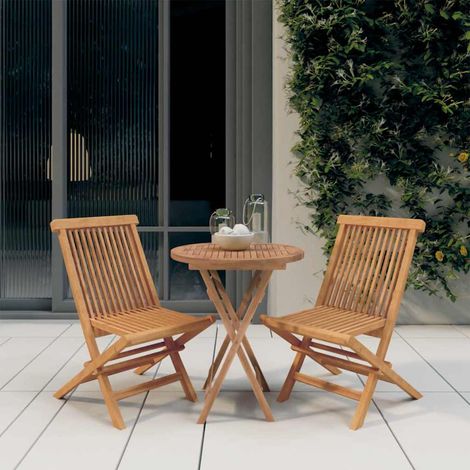 Ensemble Table et Chaise de Jardin Salon de jardin 3 pcs Bois de teck massif 40987 (1/5)