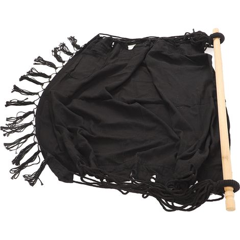 Chaise hamac suspendue à franges style nordique noire pour chambre étudiante (1/5)