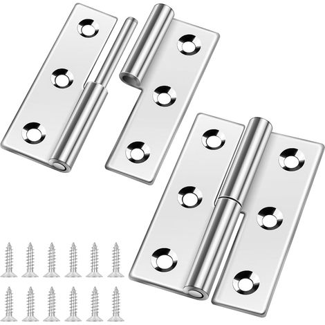 Lot de 2 petites charnières amovibles en acier inoxydable 304 de 8,6 cm - Charnières de porte amovibles et pliables pour gaucher (1/5)