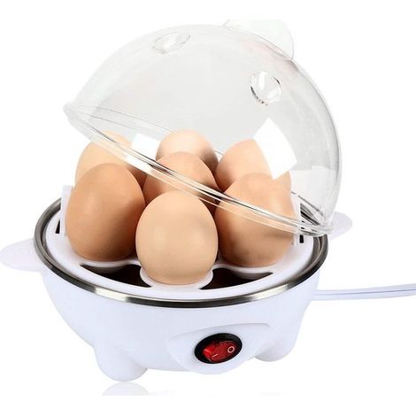 Eierkocher – Für 7 Eier – Multifunktional – Elektrisch – Eierkocher mit Timer – Automatische Abschaltung beim Dampfgaren – 350 W – Kochen, Pochieren, Dämpfen und mehr – Weiß