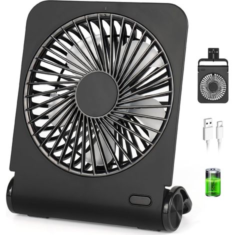 Mini ventilateur rechargeable à 4 vitesses, ultra silencieux, petit ventilateur de bureau, réglable à 220°, adapté à une utilisation intérieure et extérieure