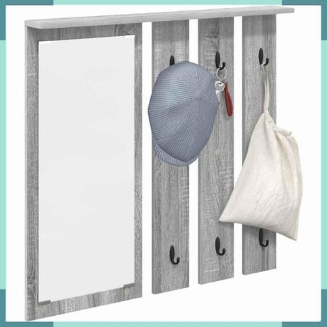 874496 Porte-manteau mural avec étagère Sonoma gris 84 x 10 x 80 cm (1/5)
