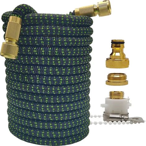 Tuyau d'arrosage extensible bicolore noir et vert (22,5 m - 75 pi) haute pression, flexible et extensible, idéal pour l'arrosage du jardin, des exploitations agricoles et le lavage de voiture.