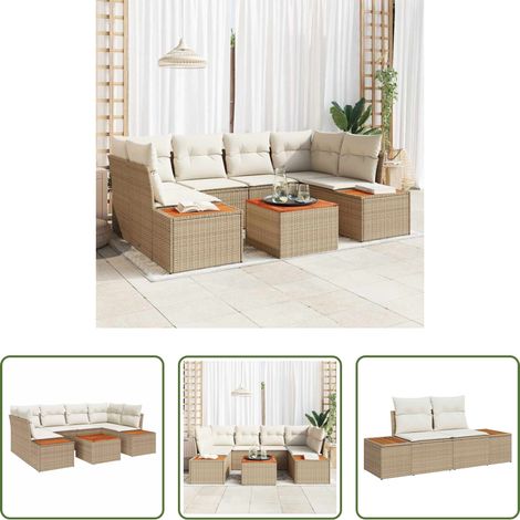 vidaXL Gartenmöbel - Gartensofa-set mit Kissen 6 pcs Beige Poly Rattan (1/5)