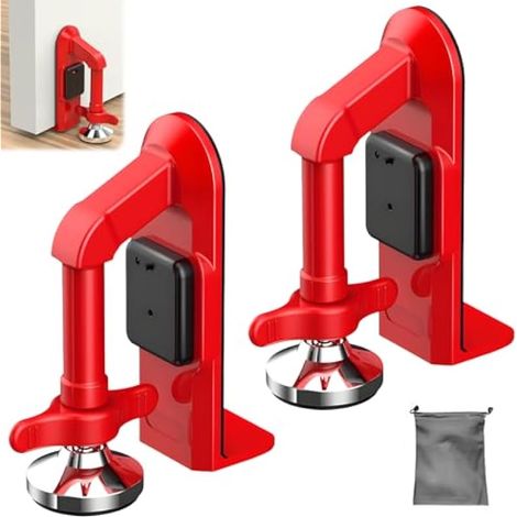 Lot de 2 Butoir de Porte Alarme, Bloque-portes Portable Dispositif de Sécurité pour la Maison, l'htel, les Voyages et la Protection Personnelle, Butée de Porte Réglable avec Alarme de 80 dB (1/5)
