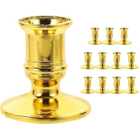 Set mit 12 dekorativen Tischkerzenhaltern für Hochzeitskerzen – 6,00 x 5,80 x 5,80 cm – Gold (1/4)