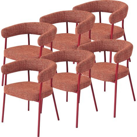 Juego de 6 sillas de comedor Huk textil metal 78x57x56 cm - Rojo (1/5)