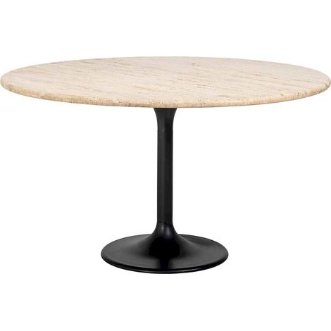 Table à manger élégante en travertin - Noir et beige élégant (1/2)