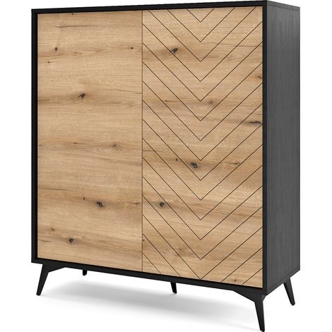 Highboard schwarz mit Eiche DALE-160 (1/5)