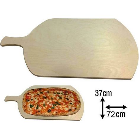 TrAdE Shop Traesio - Tagliere Per Pizza A Metro Teglia Vassoio Legno Rettangolare Con Manico 72x37cm - (1/2)