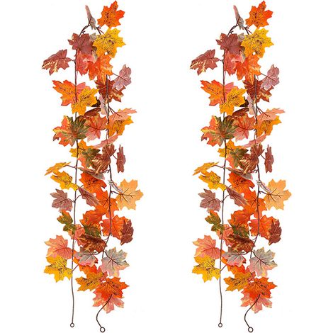 Lot de 2 feuilles d'érable artificielles en rotin, simulation de feuilles d'érable, guirlande de feuilles d'érable suspendues, pour la maison, mariage, Halloween, Thanksgiving, décoration intérieure e
