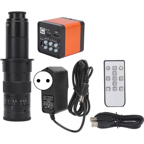 Caméra microscope numérique Full HD 30MP 1080P 2K 60FPS avec objectif C-Mount 10-180X, pour usage industriel, alimentation AC100-240V, prise UE (1/5)