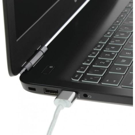Car Plus câble de chargement USB-C 100 cm nylon argent/blanc (1/4)