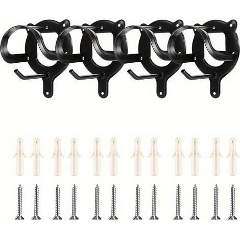 Support de Licol pour Cheval - Porte-Licol, Crochets pour Licol, Support de Stockage de Matériel Équestre, Porte-Licols en Métal avec Tubes et Vis pour Accessoires d'Écurie (Noir) 4 pièces (1/4)