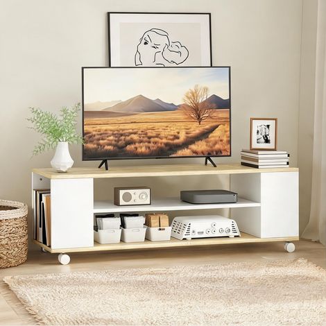 Meuble TV blanc en panneau de particules 120 x 40 x 38,5 cm (1/5)
