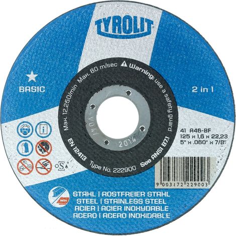 Mole Abrasive Tyrolit 1 Stell In Acciaio/Inox Piane 115X1,6X22 Cf.25Pz (1/2)
