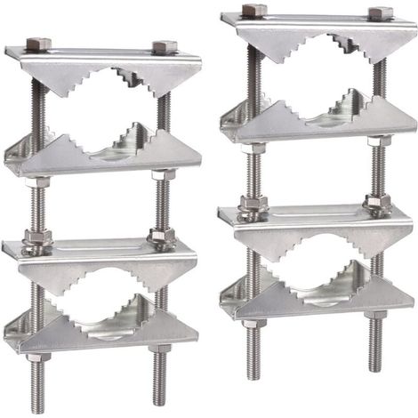Support Antenne Exterieur Fixation Pince à Mât Antenne Antirouille Kit de Montage Pole à Pole pour 25-50 mm Diamètre Starlink TV Satellite Lora WiFi 4G LTE CB Radio Amateur Parasol, Lot de 2 (1/5)
