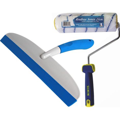 Rodillo para enlucir o pintar Semin A06723, 23 cm y escobilla de goma para alisar Semin A04903, 30 cm (1/5)