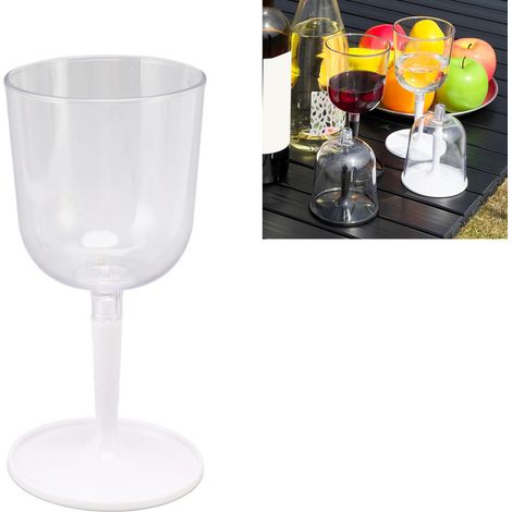 Soporte portátil y extraíble para copas de vino, fabricado en plástico transparente y acero inoxidable, para utensilios de barbacoa (85 g, blanco, 2 unidades). (1/5)