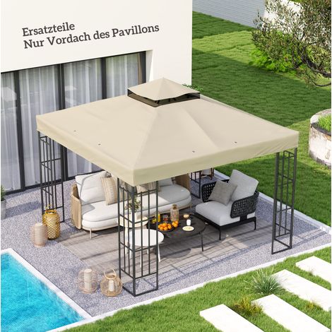 Telo ricambio gazebo 3x3 doppio tetto ventilato crema OKMYHOME (1/5)
