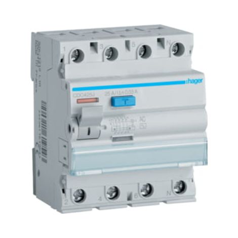 Disjoncteur différentiel 4P 25A 0,03A type AC CDC425J