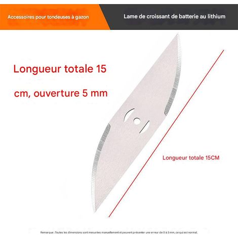 Lame de Coupe Herbe en Croissant 15cm, pour Débroussailleuse Lithium, Anti-Usure-10 pièces (1/3)
