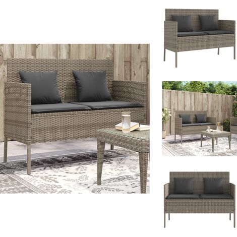 Banc de jardin avec coussins gris résine tressée - Banc De Jardin - Meuble De Jardin - Mobilier De Jardin - Chaise Extérieure - Stockage Extérieur (1/5)