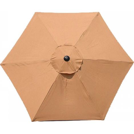 Replacement cover for parasol - 6 ribs - Diameter 2m - Waterproof - UV protection - Replacement fabric - Khaki (color) (1/4)