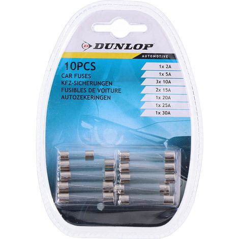 Set 10 Fusibles Variados de Cristal Dunlop para Coche - Colores/Modelos Surtidos