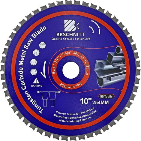 Circular Saw Blade Metal 254 mm – 1 Piece Metal Cutting Disc for Iron, Iron Tube, Scrap Metal 50T Arbor: 30/25.4/15.875 mm (1/5)