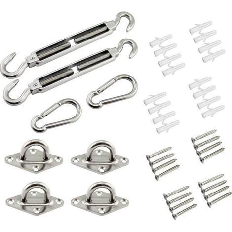 Shade Sail Fixing Kit, Stainless Steel Hardware for Square, Rectangular, and Triangular Shade Sails