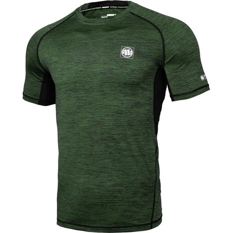 Pitbull Rashguard Kurzarm Performance Pro Plus Kleines Logo Melange Olive L