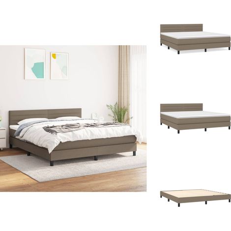 Sommier à lattes de lit avec matelas Taupe 160x200 cm Tissu - Lit Tapissier - Lit Double - Matelas Ressorts Ensachés - Literie - Chambre À Coucher (1/5)