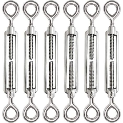 6 Pièces M6 Tendeur Cable Inox 304 Réglable Oeil de Ridoir et Oeil pour Tendeur de Fil Cable Acier Corde Crochet Tendeur Accessoires (1/5)